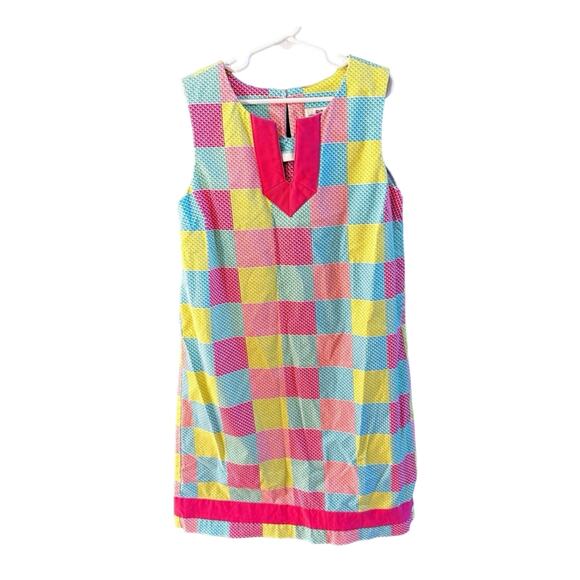 Vineyard Vines Multicolored Whale Shift Split Crew Neckline Dress Size 12 - Picture 1 of 7